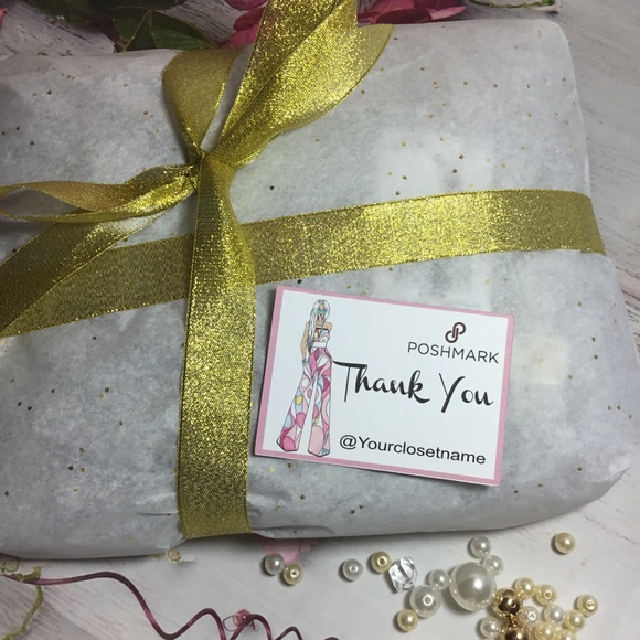 Thank You Cards,100  New Thank You Customers Card / Retro  Palazo pants Pattern - Picture 7 of 14